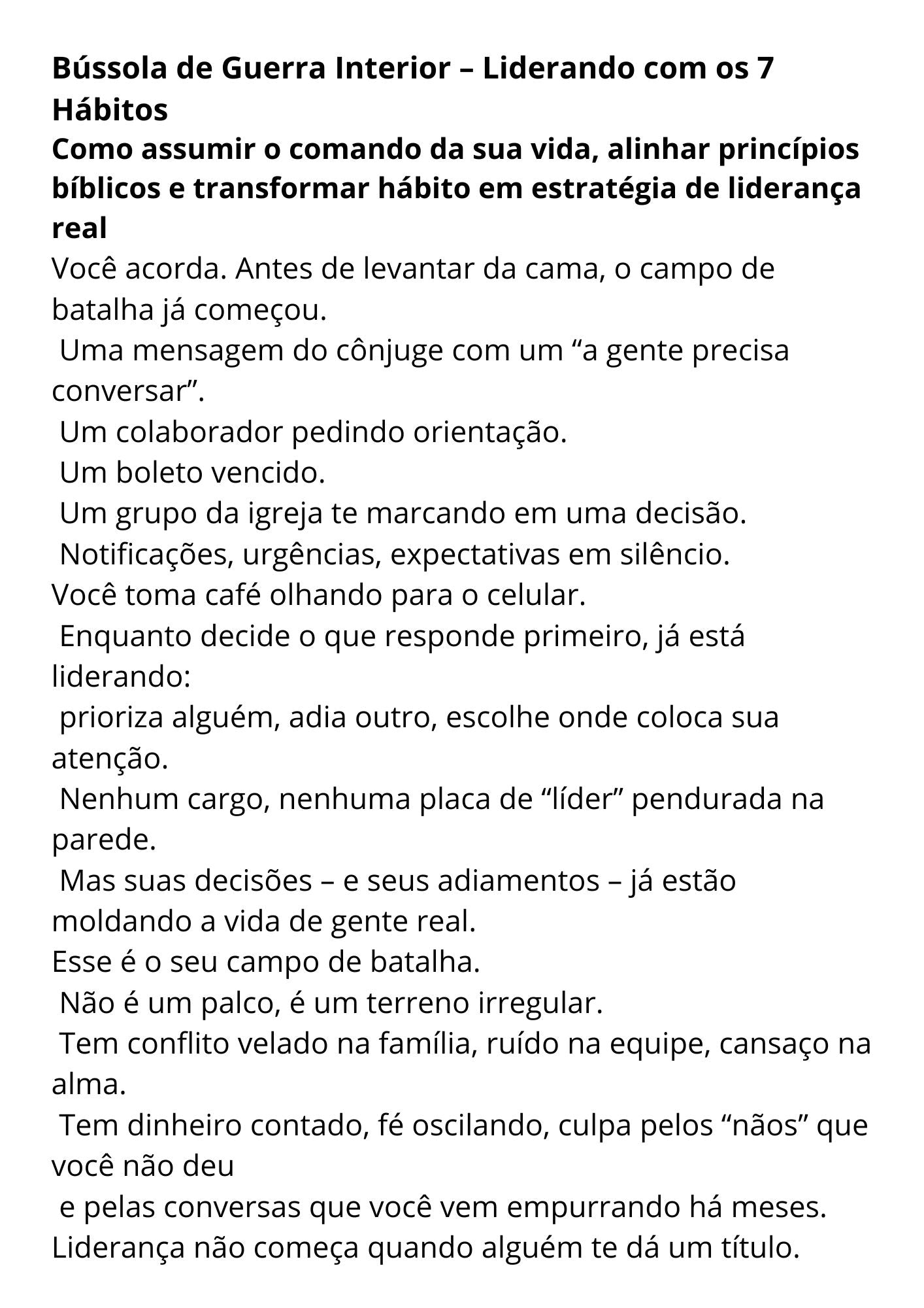 Bússola de Guerra Interior – Liderando com os 7 Hábitos
