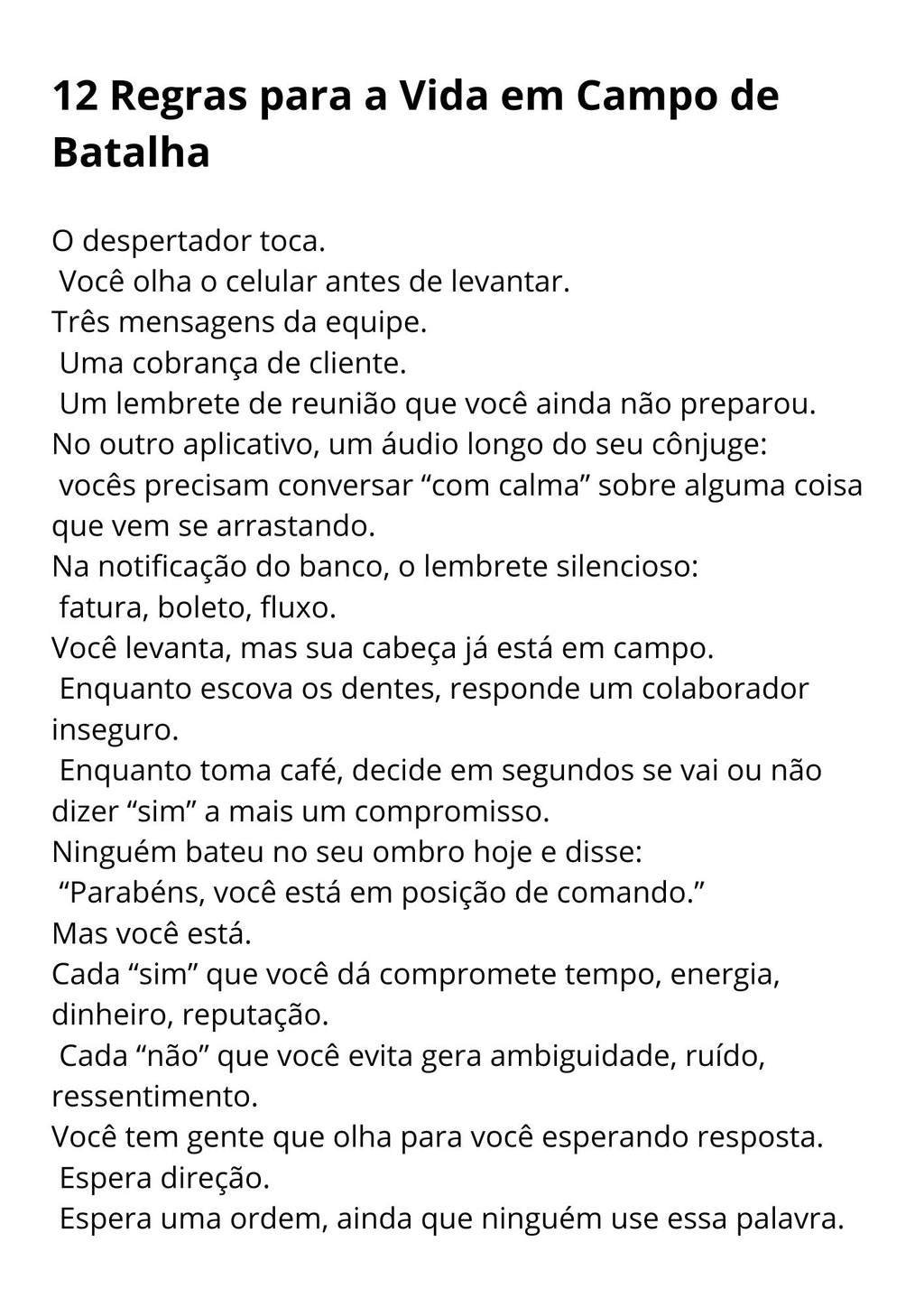 12 Regras para a Vida em Campo de Batalha