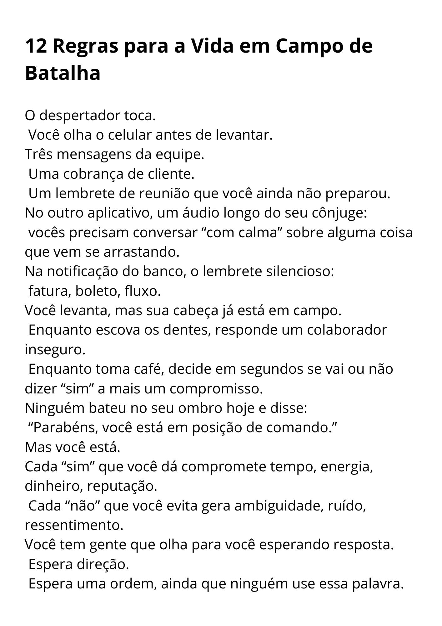 12 Regras para a Vida em Campo de Batalha