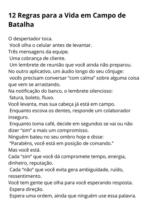 12 Regras para a Vida em Campo de Batalha